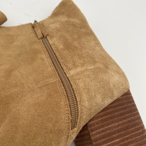 J. Crew Tan Ankle Booties women 10 Block Heel suede tan casual dress event Y2K - Picture 8 of 15